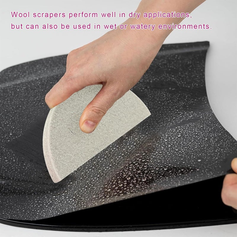 MUQIDA 2PCS Wool Felt Squeegee Window Tint Tools, Soft Scratch Free Woolen Squeegee for Car Vinyl Wrap, Half Moon Squeegees Felt Pad for Auto Mirror Glass Window Film Installation - Image 4